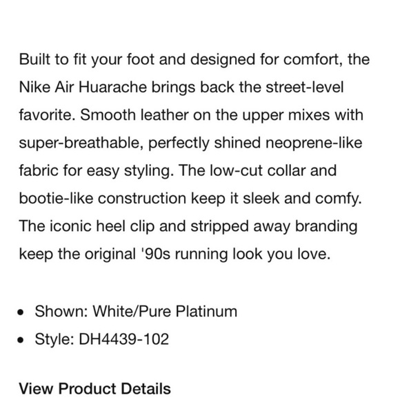 Nike Women’s Air Huarache Sneaker Low Cut White and Platinum Cushioned - Picture 9 of 14